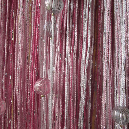 Кисея "Радуга дождь с шарами" | Розовый